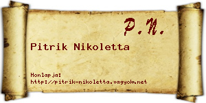 Pitrik Nikoletta névjegykártya